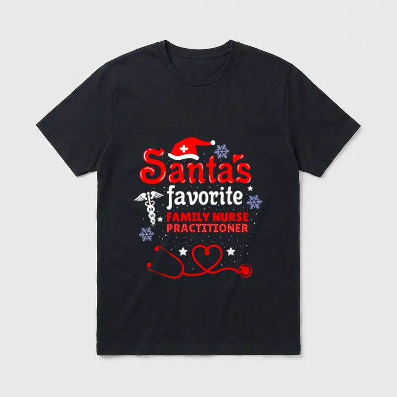 Santas Favorite Family Nurse Practitioner Christmas T-Shirt – Classic T-Shirt in Black