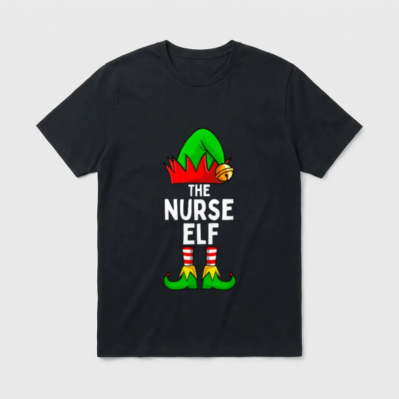 Nurse Elf Matching Family Christmas RN T-Shirt – Classic T-Shirt in Black