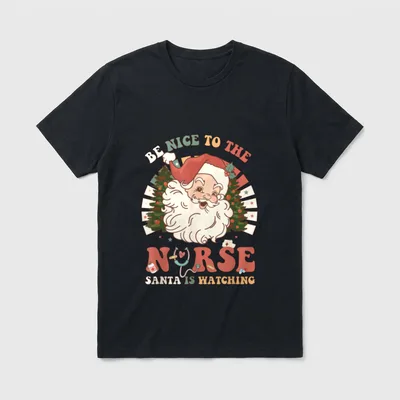 Nurse Christmas Watching T-Shirt – Classic T-Shirt in Black
