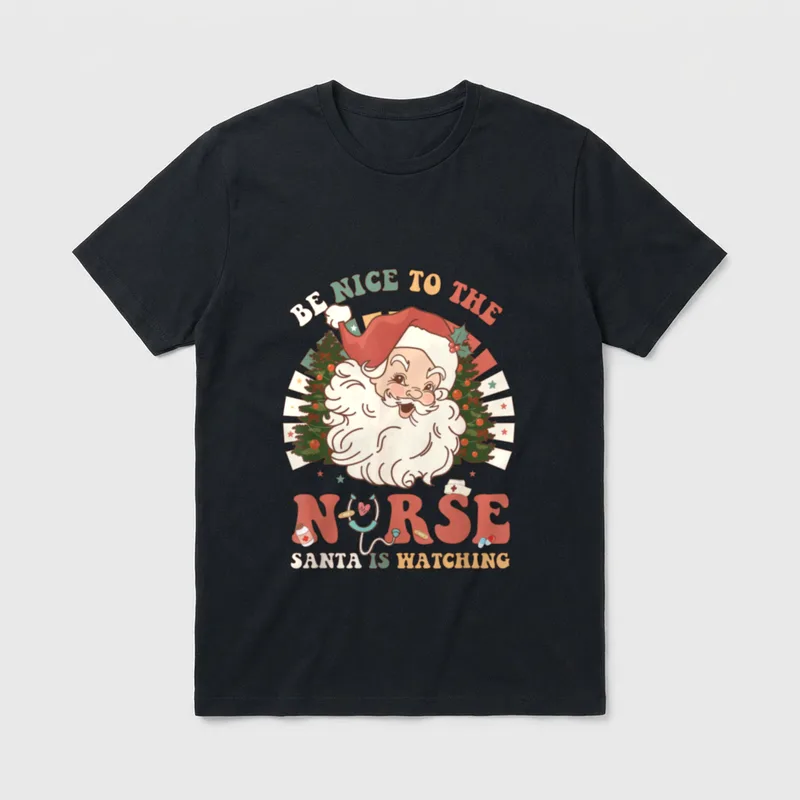 Nurse Christmas Watching T-Shirt – Classic T-Shirt in Black