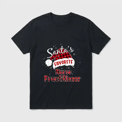 Santa's Favorite Nurse Practitioner Christmas Pajama T-Shirt – Classic T-Shirt in Black