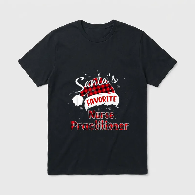 Santa's Favorite Nurse Practitioner Christmas Pajama T-Shirt – Classic T-Shirt in Black
