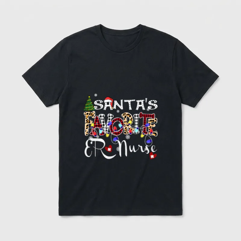 Merry Christmas Santa's Favorite ER Nurse T-Shirt – Classic T-Shirt in Black