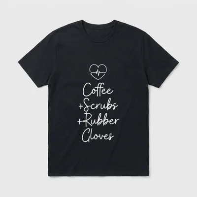 Coffee Scrubs and Rubber Gloves Christmas T-Shirt – Coffee + Scrubs + Rubber Gloves – Classic T-Shirt in Black
