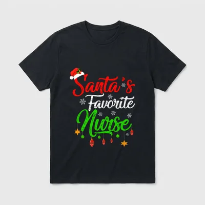 Funny Xmas Santa's Favorite Nurse Christmas T-Shirt – Classic T-Shirt in Black