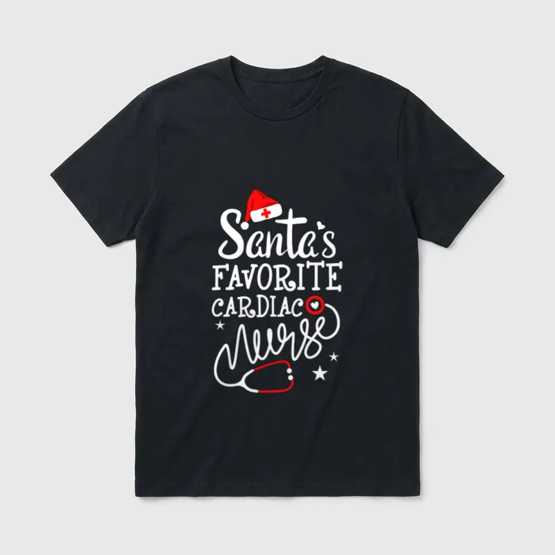 Santa's Favorite Cardiac Nurse RN Merry T-Shirt – Classic T-Shirt in Black