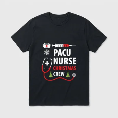 PACU Nurse Christmas Crew Nursing Hat T-Shirt – Classic T-Shirt in Black