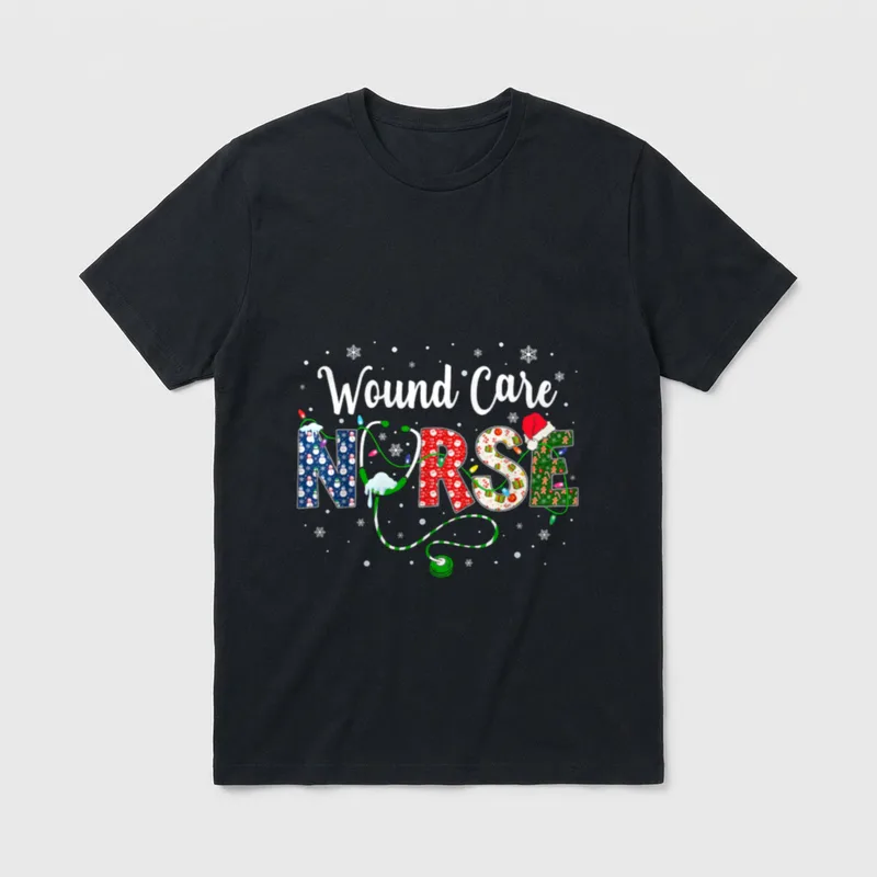 Wound Care Nurse Xmas Santa Hat T-Shirt – Classic T-Shirt in Black