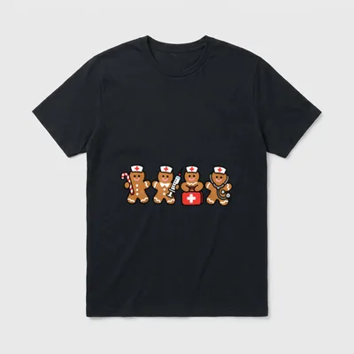 Christmas Gingerbread Nurse RN LPN ER T-Shirt – Classic T-Shirt in Black