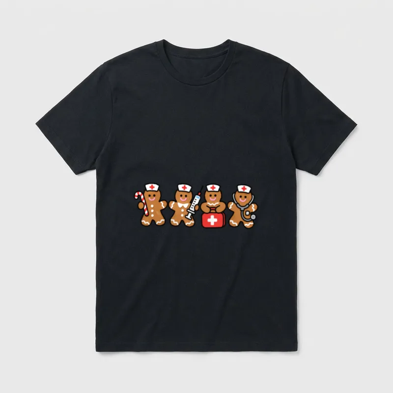 Christmas Gingerbread Nurse RN LPN ER T-Shirt – Classic T-Shirt in Black