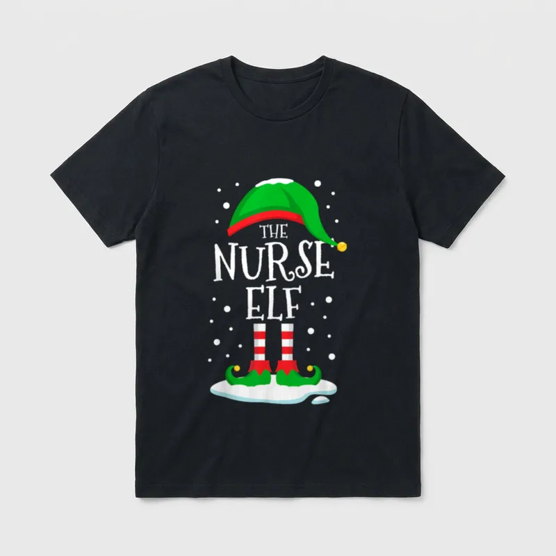 The Nurse Elf Christmas Family Matching T-Shirt – Classic T-Shirt in Black