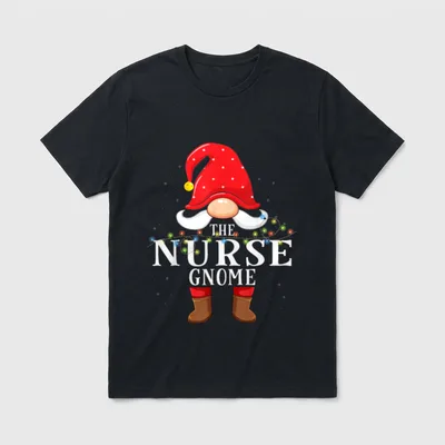 Nurse Gnome Matching Christmas Family Pajama T-Shirt – Classic T-Shirt in Black