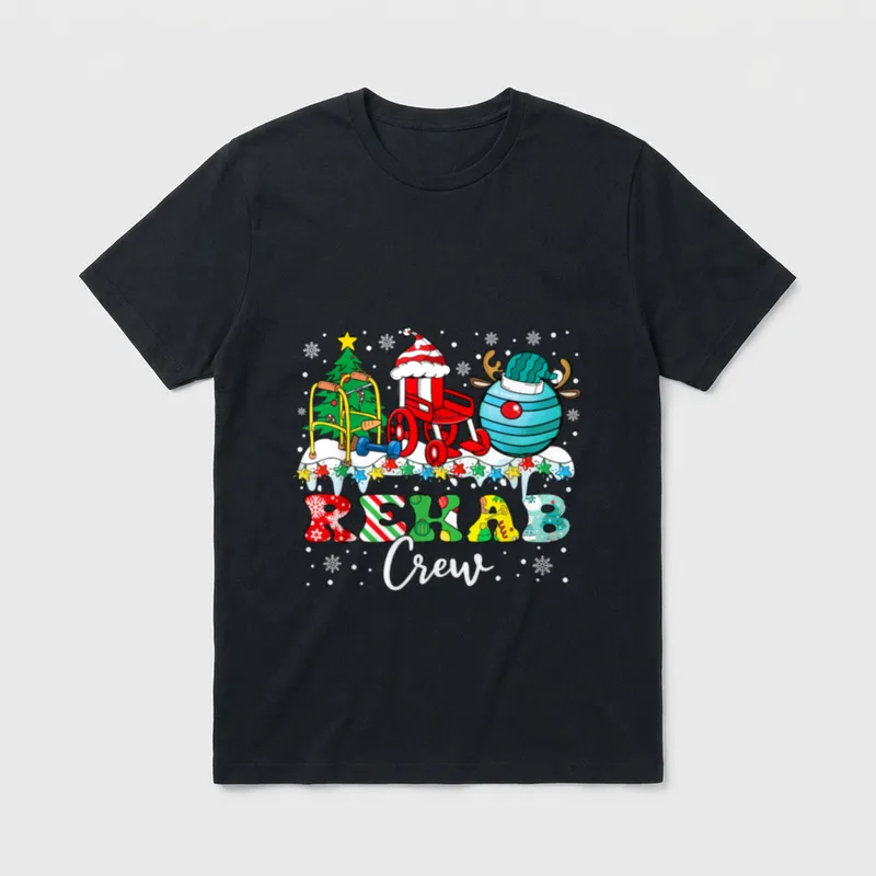 Rehab Crew Wheelchair Santa Reindeer Nurse T-Shirt – Classic T-Shirt in Black
