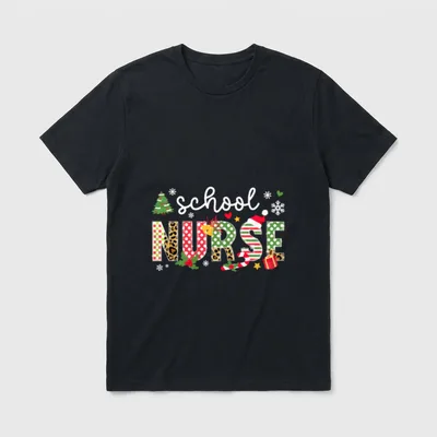School Nurse Christmas Nursing Xmas Party T-Shirt – Classic T-Shirt in Black