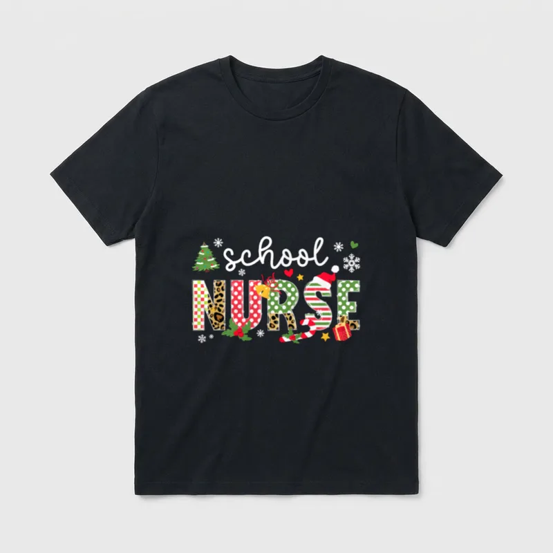 School Nurse Christmas Nursing Xmas Party T-Shirt – Classic T-Shirt in Black