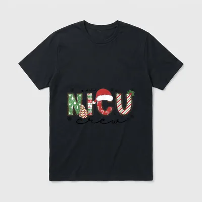 Christmas Nicu Nurse Crew Santa Hat T-Shirt – Classic T-Shirt in Black
