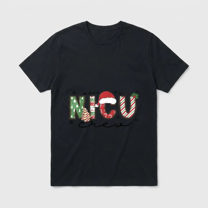 Christmas Nicu Nurse Crew Santa Hat T-Shirt – Classic T-Shirt in Black