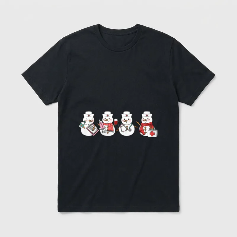 Nurse Snowman Squad Nursing RN Registered T-Shirt – Classic T-Shirt in Black