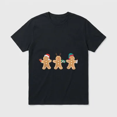 Sonographer Gingerbread Ultrasound Tech Christmas T-Shirt – Classic T-Shirt in Black