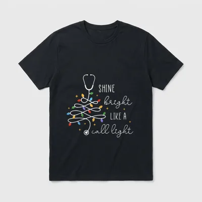 Light Stethoscope Nurse Christmas T-Shirt – Classic T-Shirt in Black