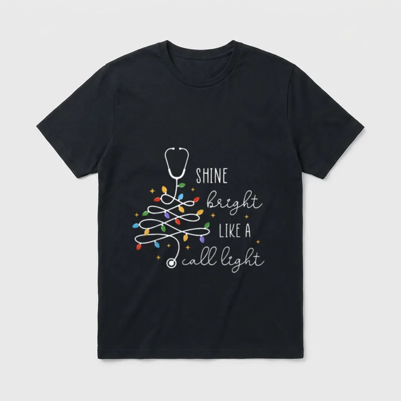 Light Stethoscope Nurse Christmas T-Shirt – Classic T-Shirt in Black