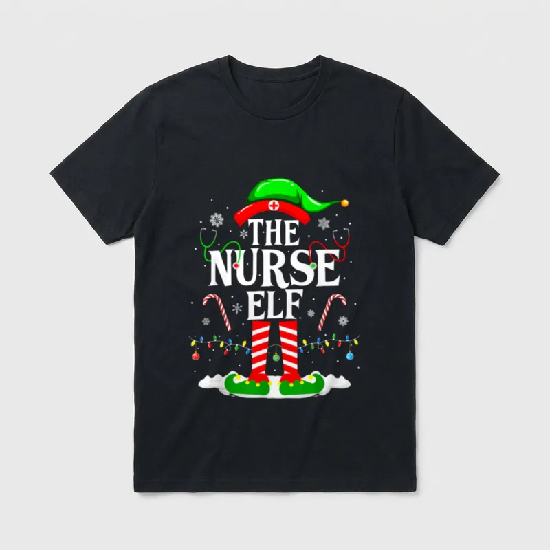 The Nurse Elf Christmas Cute Nursing T-Shirt – Classic T-Shirt in Black