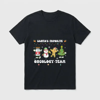 Santa's Favorite Oncology Team Christmas CNA T-Shirt – Classic T-Shirt in Black
