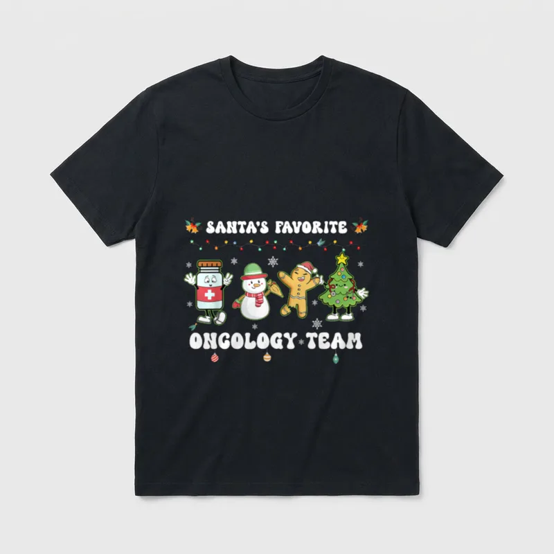 Santa's Favorite Oncology Team Christmas CNA T-Shirt – Classic T-Shirt in Black