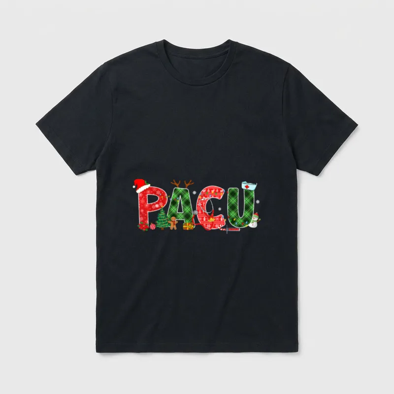 Buffalo Plaid Pacu Nurse Christmas Tree T-Shirt – Classic T-Shirt in Black