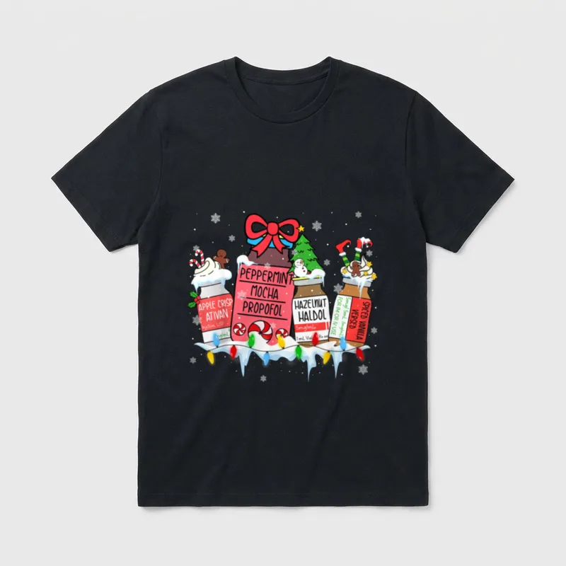 Peppermint Mocha Propofol Christmas Pharmacy Nurse T-Shirt – Classic T-Shirt in Black