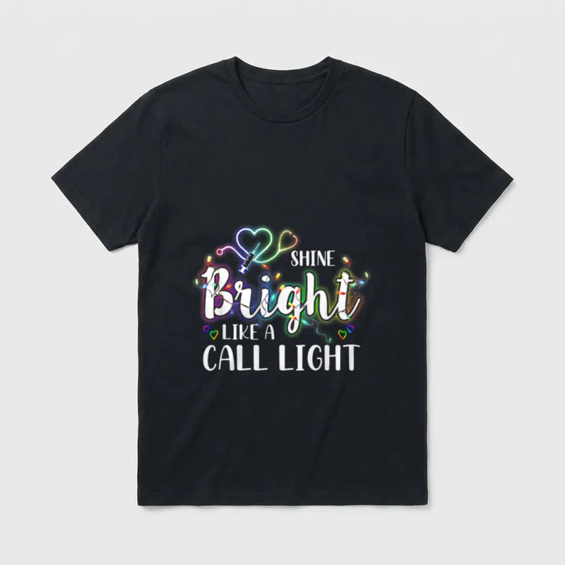Nurse Christmas Lights Shine a Bright T-Shirt – Classic T-Shirt in Black