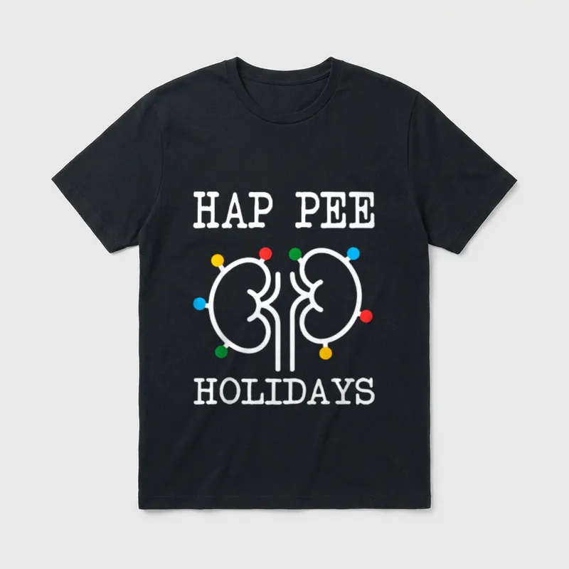Hap Pee Holidays Christmas Dialysis Nurse T-Shirt – Classic T-Shirt in Black