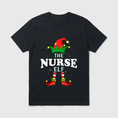 Xmas Nurse Elf Family Matching Christmas T-Shirt – Classic T-Shirt in Black