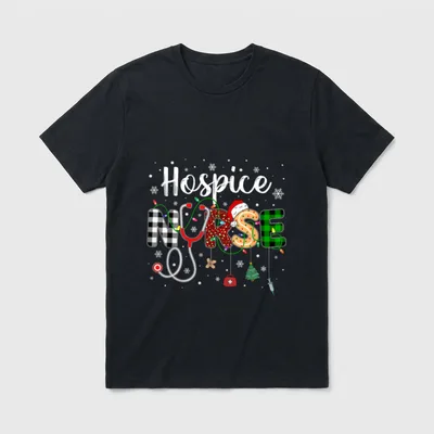 Hospice Nurse Xmas Santa Hat Nursing T-Shirt – Classic T-Shirt in Black