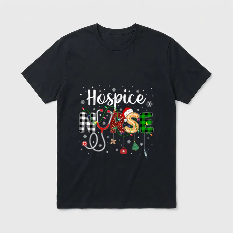 Hospice Nurse Xmas Santa Hat Nursing T-Shirt – Classic T-Shirt in Black