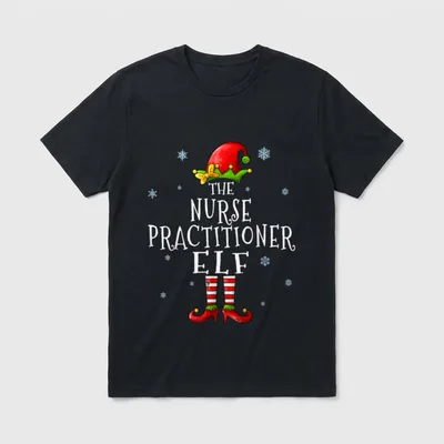 Nurse Practitioner Elf Funny Xmas Groupe T-Shirt – Classic T-Shirt in Black