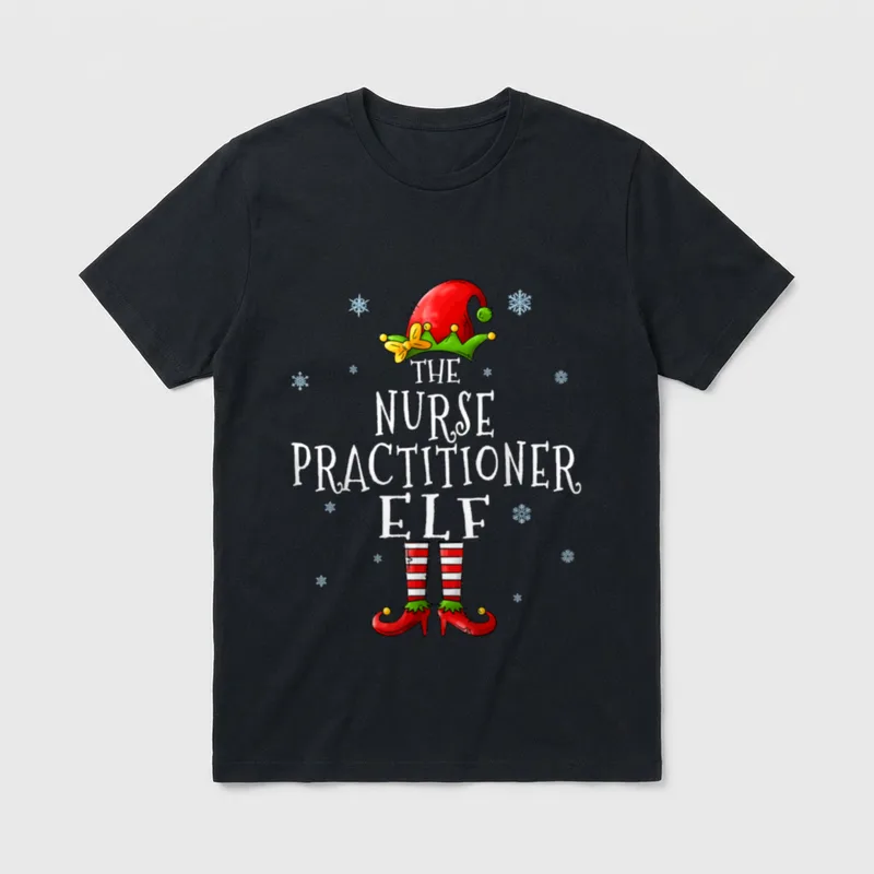 Nurse Practitioner Elf Funny Xmas Groupe T-Shirt – Classic T-Shirt in Black