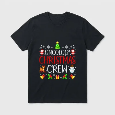 Oncology Nurse Christmas Crew Matching Xmas T-Shirt – Classic T-Shirt in Black