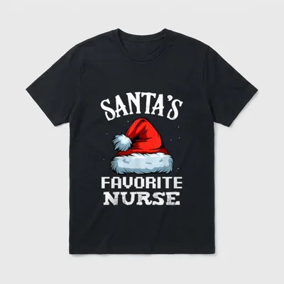 Santa's Favorite Nurse Funny Christmas Department T-Shirt – Classic T-Shirt in Black
