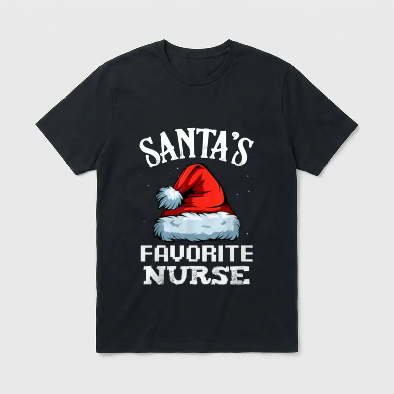 Santa's Favorite Nurse Funny Christmas Department T-Shirt – Classic T-Shirt in Black