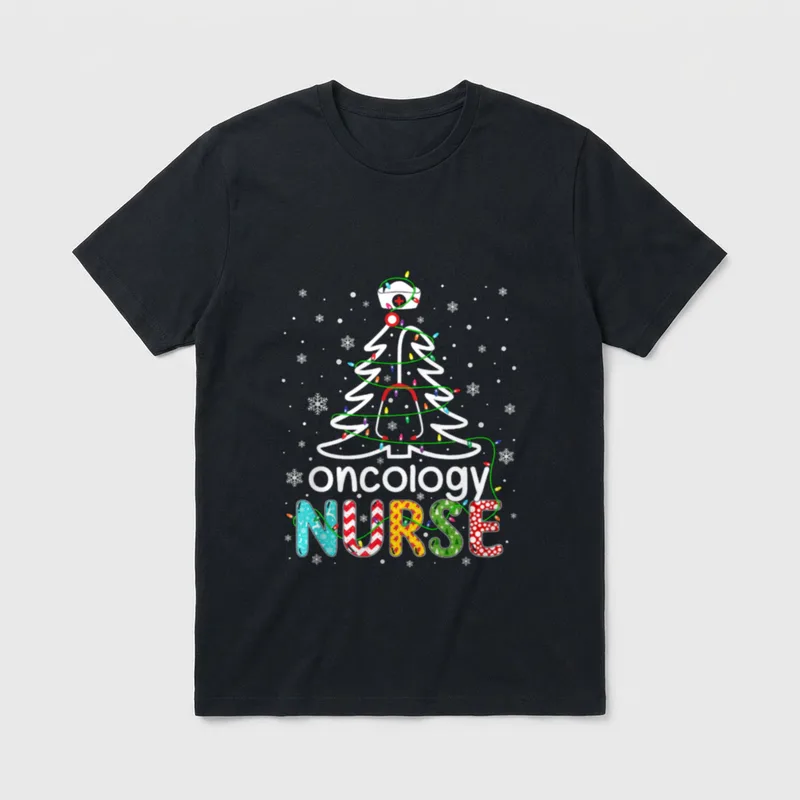 Oncology Nurse Xmas Tree Funny Nursing T-Shirt – Classic T-Shirt in Black