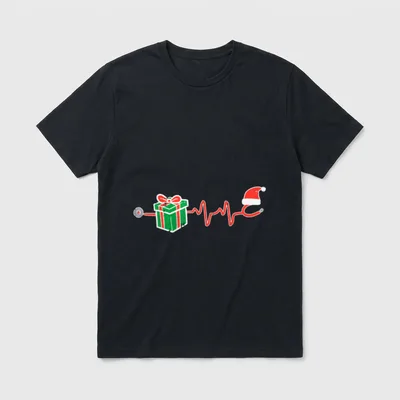 Stethoscope Heartbeat Christmas Nurse Xmas Nursing T-Shirt – Classic T-Shirt in Black