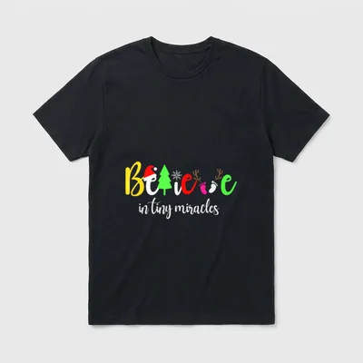 Xmas Believe in Tiny Miracles Christmas T-Shirt – Classic T-Shirt in Black