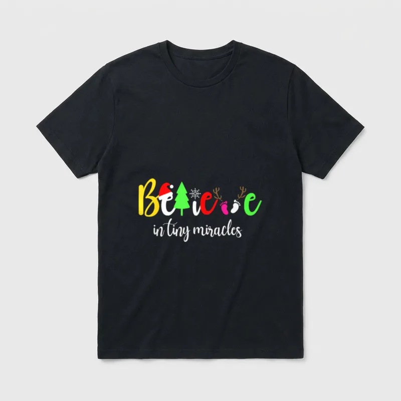 Xmas Believe in Tiny Miracles Christmas T-Shirt – Classic T-Shirt in Black
