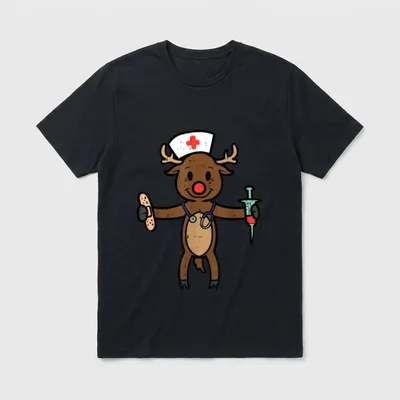Christmas Nurse Reindeer Funny Xmas Grab T-Shirt – Classic T-Shirt in Black