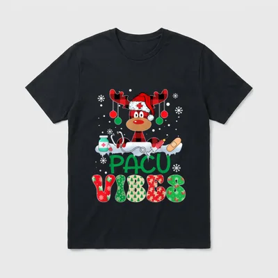 Reindeer Santa Hat Pacu Vibes Nurse T-Shirt – Classic T-Shirt in Black