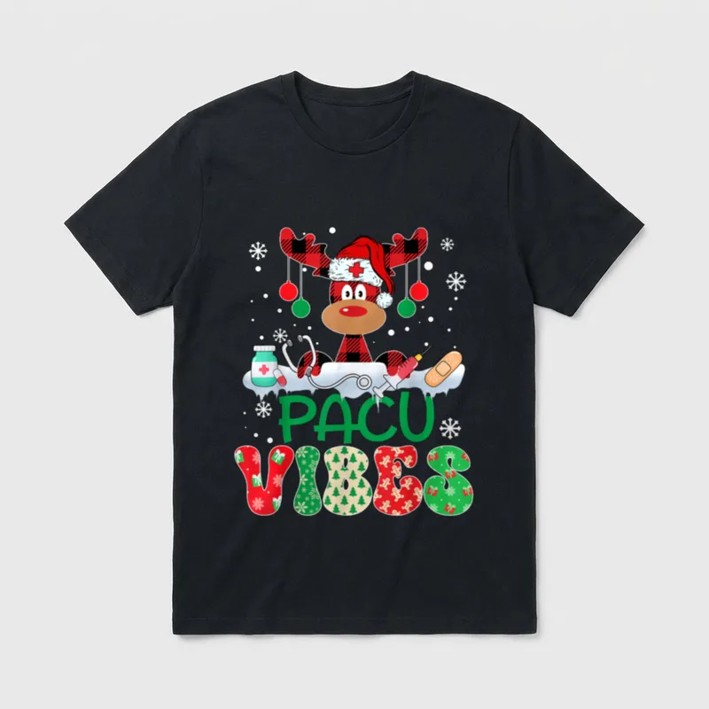 Reindeer Santa Hat Pacu Vibes Nurse T-Shirt – Classic T-Shirt in Black