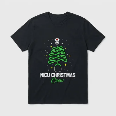 Crew Cute Tree Xmas Lights Nurse T-Shirt – Classic T-Shirt in Black