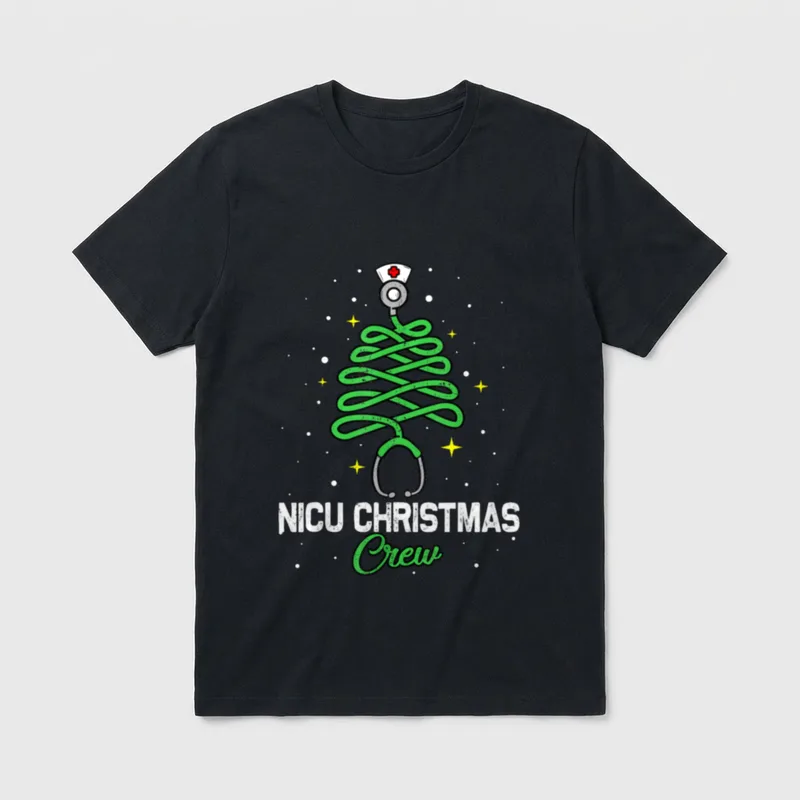 Crew Cute Tree Xmas Lights Nurse T-Shirt – Classic T-Shirt in Black