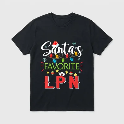Santa's Favorite LPN Nurse Xmas Light T-Shirt – Classic T-Shirt in Black